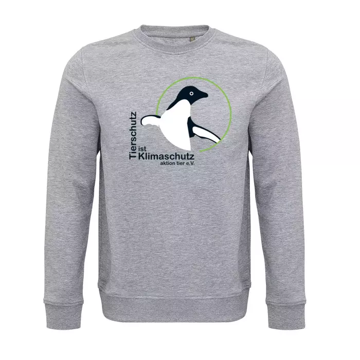 Sweatshirt Rundhals – Motiv "Tierschutz ist Klimaschutz" – Farbe "Grey Melange" (360) 