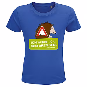 Kinder Rundhals T-Shirt - Motiv Igel "Ich würde für dich bremsen", Farbe: Royal Blue