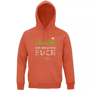 Sweatshirt mit Kapuze – Motiv Biene "Insekten wir brauchen euch" – Farbe "Burnt Orange" (403)