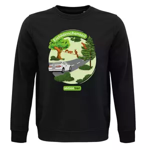 Sweatshirt Rundhals – Motiv "Eichhoernchenseil" – Farbe "Deep Black" (312) 