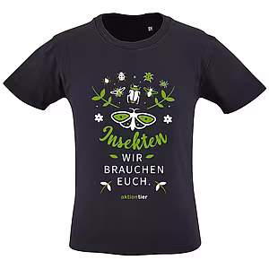 Kinder Rundhals T-Shirt - Motiv "Insekten, wir brauchen euch" Schmetterling, Farbe: French Navy