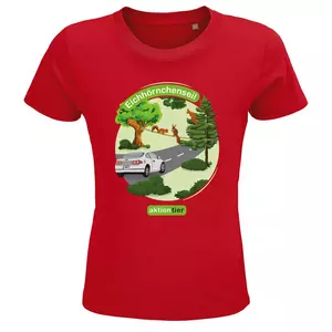  Kinder Rundhals-T-Shirt – Motiv "Eichhoernchenseil" – Farbe "Rot"(145)