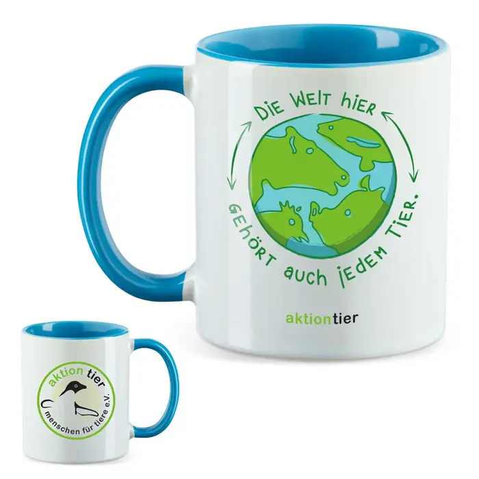 aktion tier Tasse – Motiv: "Weltkugel" – Farbe: "Hellblau" aktion tier Tasse – Motiv: "Weltkugel" – Farbe: "Hellblau"