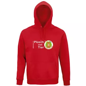 Sweatshirt mit Kapuze – Motiv "Plüsch statt Tier" – Farbe "Rot" (145)