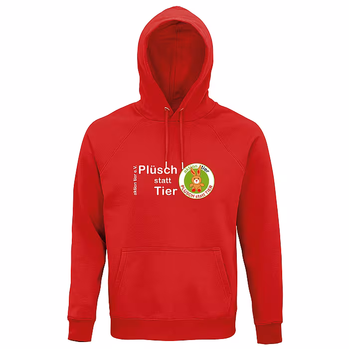 Hoodie – Motiv: "Plüsch statt Tier" - Farbe: Rot