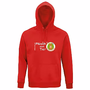 Hoodie – Motiv: "Plüsch statt Tier" - Farbe: Rot