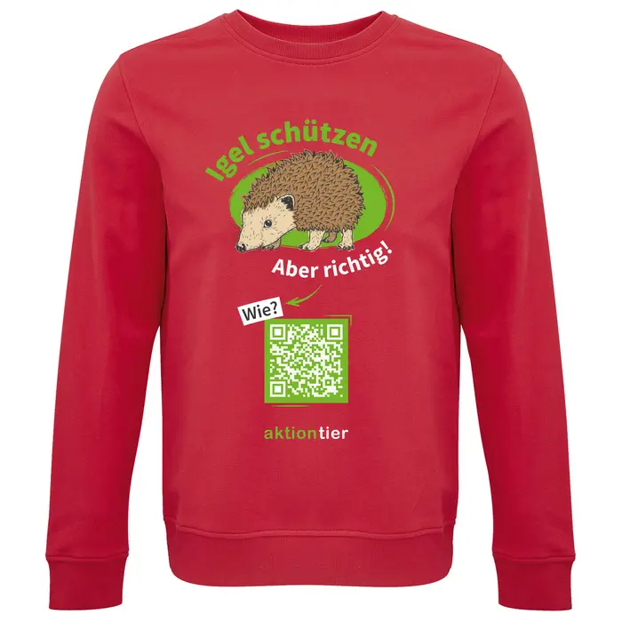 Sweatshirt Rundhals – Motiv "Igeln helfen aber richtig" – Farbe "Rot"