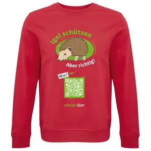 Sweatshirt Rundhals – Motiv "Igeln helfen aber richtig" – Farbe "Rot"