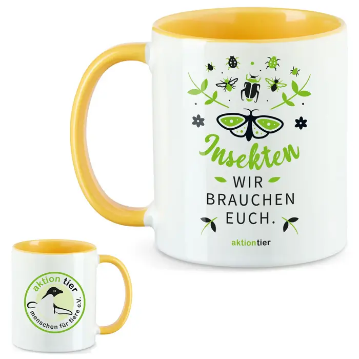 aktion tier Tasse – Motiv: "Insekten, wir brauchen euch" – Farbe: "Goldgelb" aktion tier Tasse – Motiv: "Insekten, wir brauchen euch" – Farbe: "Goldgelb"