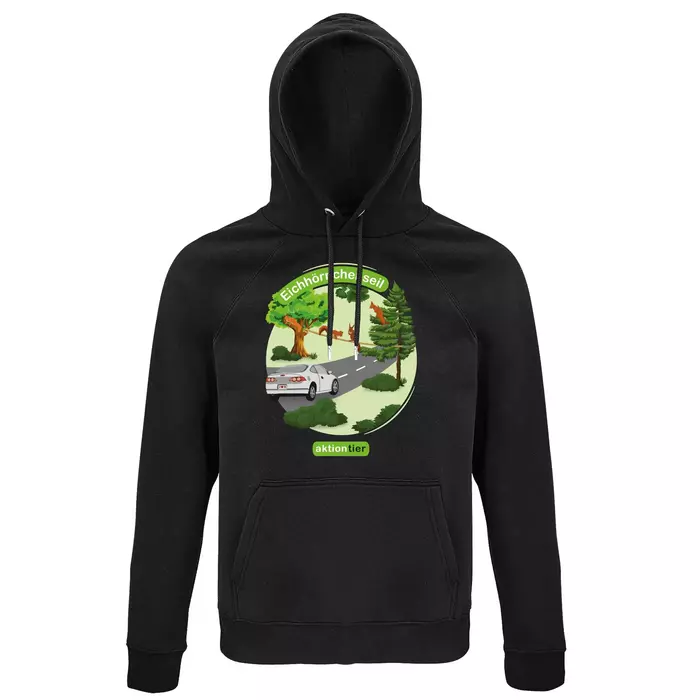 Sweatshirt mit Kapuze – Motiv "Eichhoernchenseil" – Farbe "Black" (312) Sweatshirt mit Kapuze – Motiv "Eichhoernchenseil" – Farbe "Black" (312)