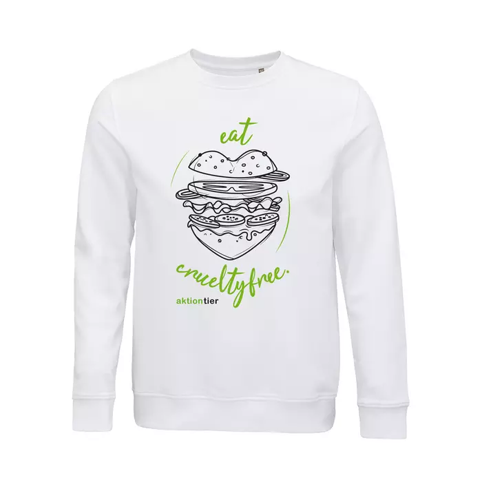 Sweatshirt Rundhals – Motiv "Eat Crueltyfree" – Farbe "White" (102) 