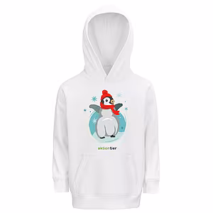 Kinder Hoodie - Motiv "Winterpinguin", Farbe: Weiß