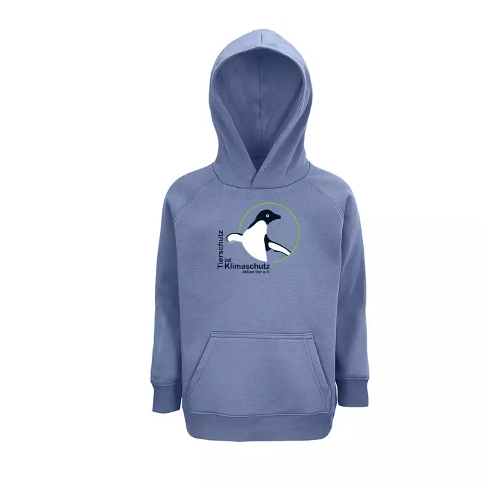 Sweatshirt mit Kapuze – Motiv "Tierschutz ist Klimaschutz – Farbe "Blue" (205)