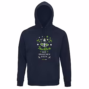 Hoodie – Motiv: Schmetterling "Insekten, wir brauchen euch" - Farbe: French Navy