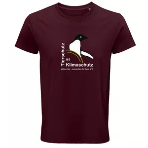 Herren Rundhals T-Shirt – Motiv "Tierschutz ist Klimaschutz" – Farbe "Burgunder" (146) 