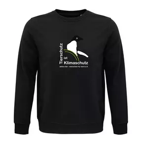 Sweatshirt Rundhals – Motiv "Tierschutz ist Klimaschutz" – Farbe "Deep Black" (312) 
