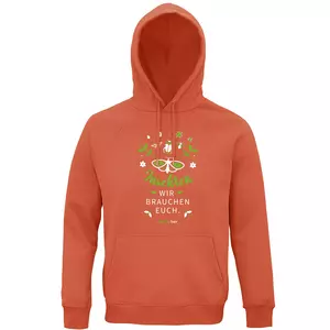 Sweatshirt mit Kapuze – Motiv "Insekten wir brauchen euch" – Farbe "Burnt Orange" (403)