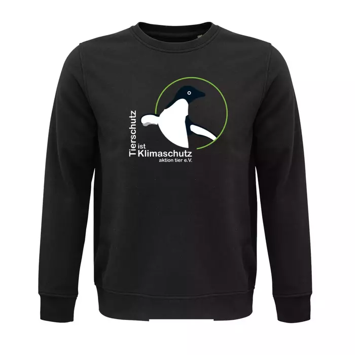 Sweatshirt Rundhals – Motiv "Tierschutz ist Klimaschutz" – Farbe "Deep Charcoal Grey" (373) 