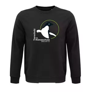 Sweatshirt Rundhals – Motiv "Tierschutz ist Klimaschutz" – Farbe "Deep Charcoal Grey" (373) 