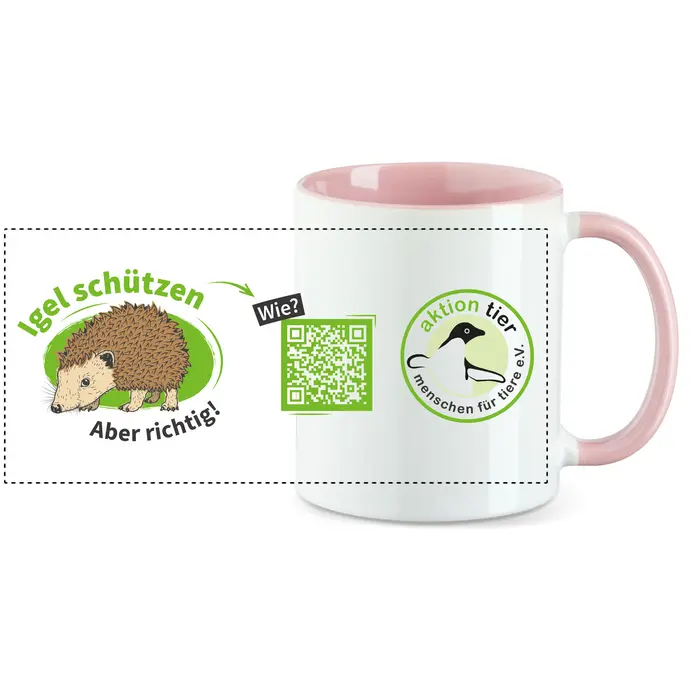 aktion tier Tasse – Motiv: "Igel schützen - Aber richtig" – Farbe: "Rosa" aktion tier Tasse – Motiv: "Igel schützen - Aber richtig" – Farbe: "Rosa"