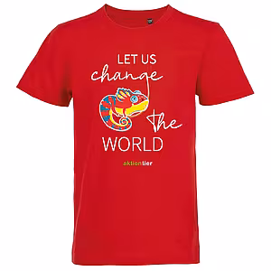 Kinder Rundhals T-Shirt - Motiv "Chamäleon", Farbe: Rot