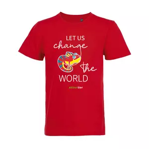 Kinder Rundhals-T-Shirt – Motiv "Chamäleon" – Farbe Rot