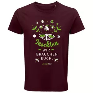 Herren Rundhals T-Shirt – Motiv "Insekten wir brauchen euch" – Farbe "Burgunder" (146)