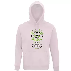 Sweatshirt mit Kapuze – Motiv "Insekten wir brauchen euch" – Farbe "Pale Pink" (141)