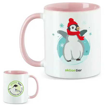 aktion tier Tasse – Motiv: "Winterpingi" – Farbe: "Rosa"