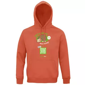 Sweatshirt mit Kapuze – Motiv "Igeln helfen aber richtig" – Farbe: "Burnt Orange"