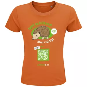 Kinder Rundhals-T-Shirt – Motiv "Igeln helfen aber richtig" – Farbe: "Orange"