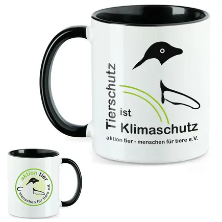 aktion tier Tasse – Motiv: "Tierschutz ist Klimaschutz" – Farbe: "Schwarz"