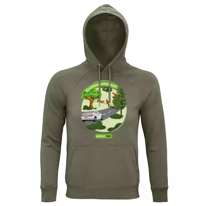 Sweatshirt mit Kapuze – Motiv "Eichhoernchenseil" – Farbe "Khaki" (268) Sweatshirt mit Kapuze – Motiv "Eichhoernchenseil" – Farbe "Khaki" (268)