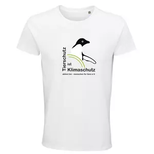Herren Rundhals T-Shirt – Motiv "Tierschutz ist Klimaschutz" – Farbe "White" (102)