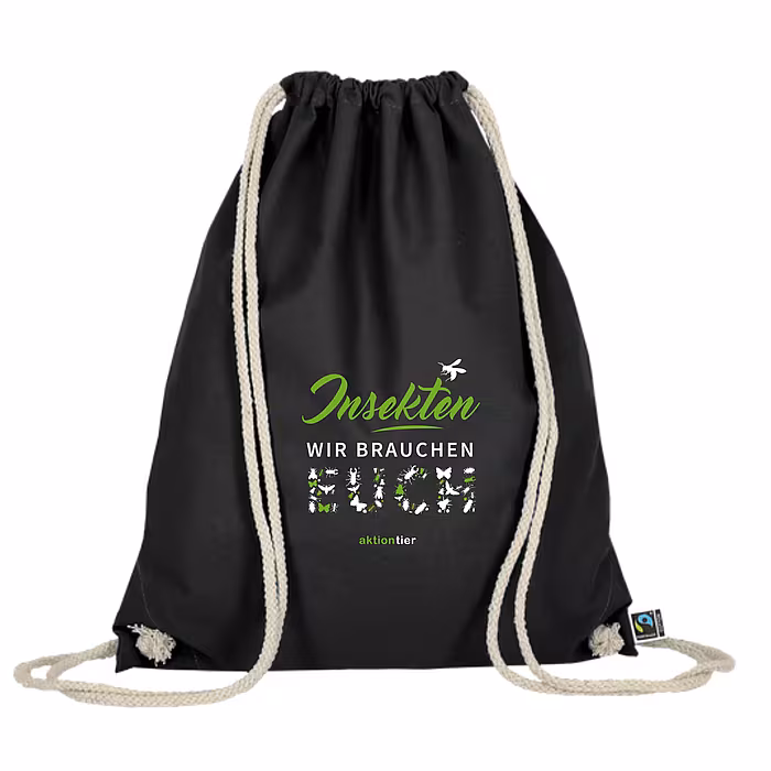 Turnbeutel – Motiv: Biene "Insekten, wir brauchen euch" – Farbe: "Schwarz"