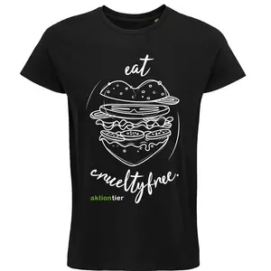 Herren Rundhals T-Shirt – Motiv "Eat Crueltyfree" – Farbe "Deep Black" (309)