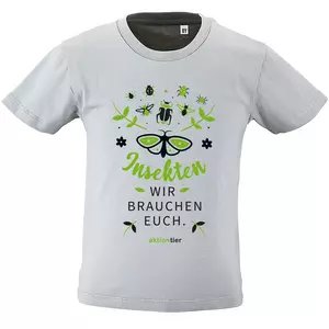 Kinder Rundhals T-Shirt – Motiv "Insekten wir brauchen euch" – Farbe "Grey Melange" (350)