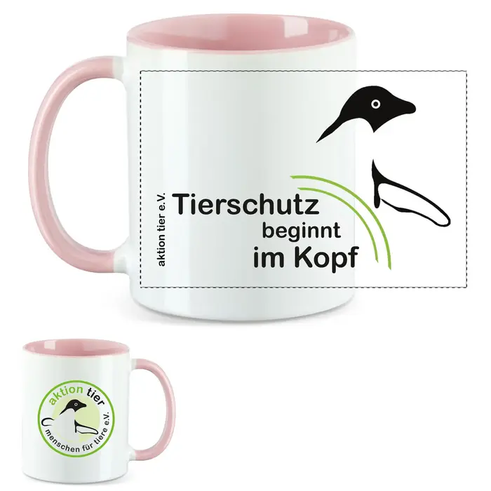 aktion tier Tasse – Motiv: "Tierschutz beginnt im Kopf" – Farbe: "Rosa" aktion tier Tasse – Motiv: "Tierschutz beginnt im Kopf" – Farbe: "Rosa"