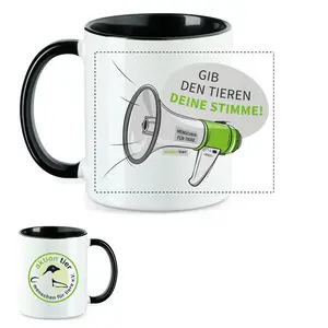 aktion tier Tasse – Motiv: "Megaphon" – Farbe: "Schwarz"