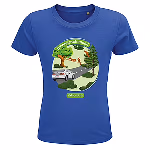 Kinder Rundhals T-Shirt - Motiv "Eichhörnchenseil", Farbe: Royal Blue