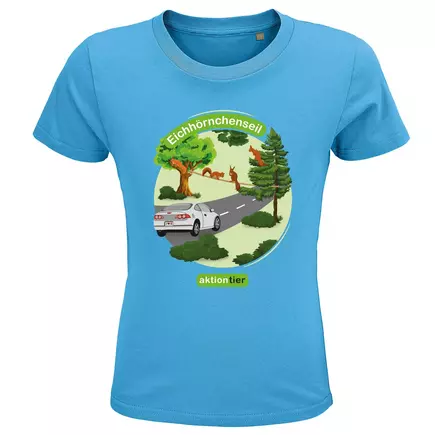 Kinder Rundhals-T-Shirt – Motiv "Eichhoernchenseil" – Farbe "Aqua"(321)
