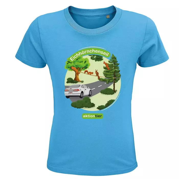 Kinder Rundhals-T-Shirt – Motiv "Eichhoernchenseil" – Farbe "Aqua"(321) Kinder Rundhals-T-Shirt – Motiv "Eichhoernchenseil" – Farbe "Aqua"(321)