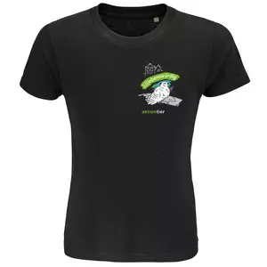 Kinder Rundhals T-Shirt – Motiv "Taube" – Farbe: "deep-black-309"