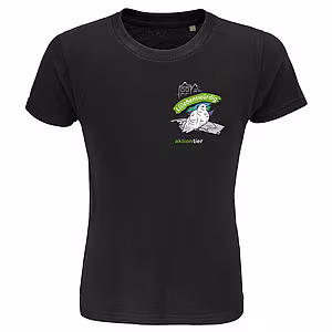 Kinder Rundhals T-Shirt - Motiv "Taube", Farbe: Deep Black