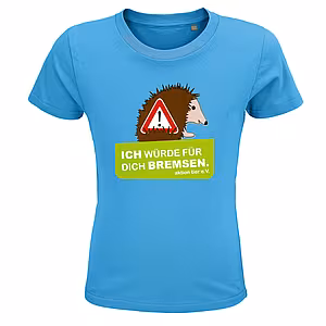 Kinder Rundhals T-Shirt - Motiv Igel "Ich würde für dich bremsen", Farbe: Aqua