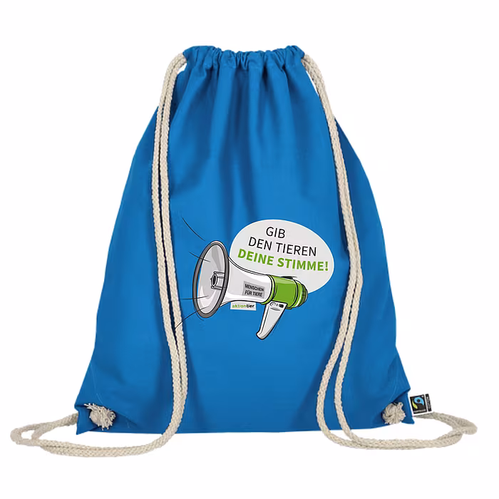 Turnbeutel – Motiv: "Megaphon" – Farbe: "Hellblau"