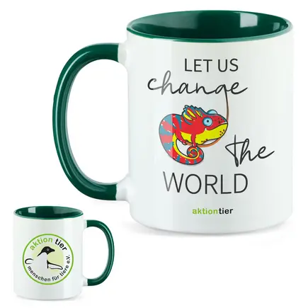 aktion tier Tasse – Motiv: "Chamäleon " – Farbe: "Dunkelgrün"
