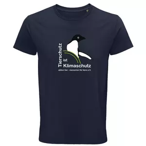 Herren Rundhals T-Shirt – Motiv "Tierschutz ist Klimaschutz" – Farbe "French Navy" (319)