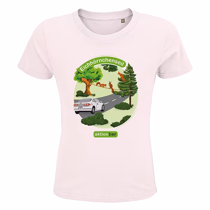 Kinder Rundhals T-Shirt - Motiv "Eichhörnchenseil", Farbe: Pale Pink