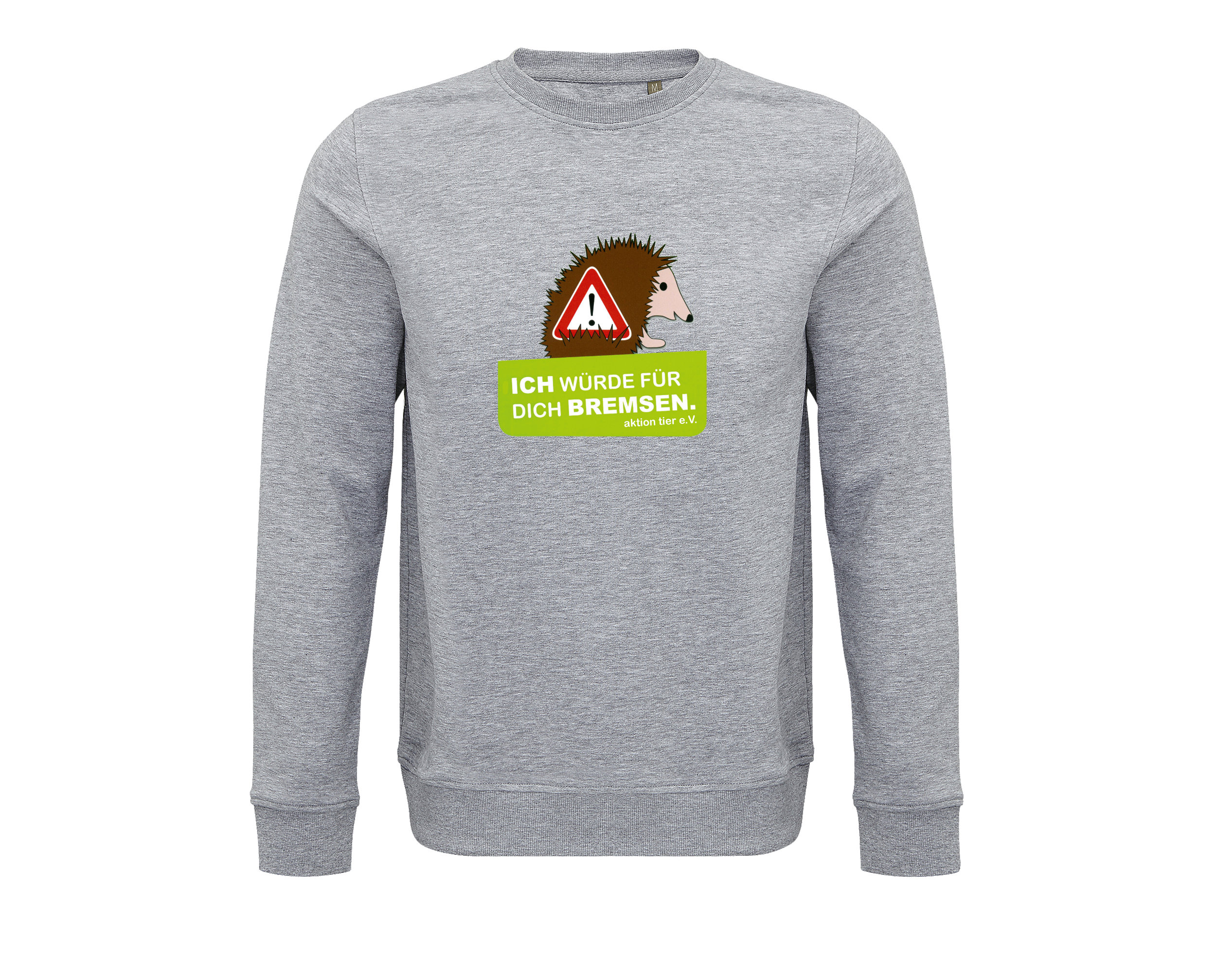 Sweatshirt Rundhals – Motiv "Igelschutz" – Farbe "Grey Melange" (360) 
